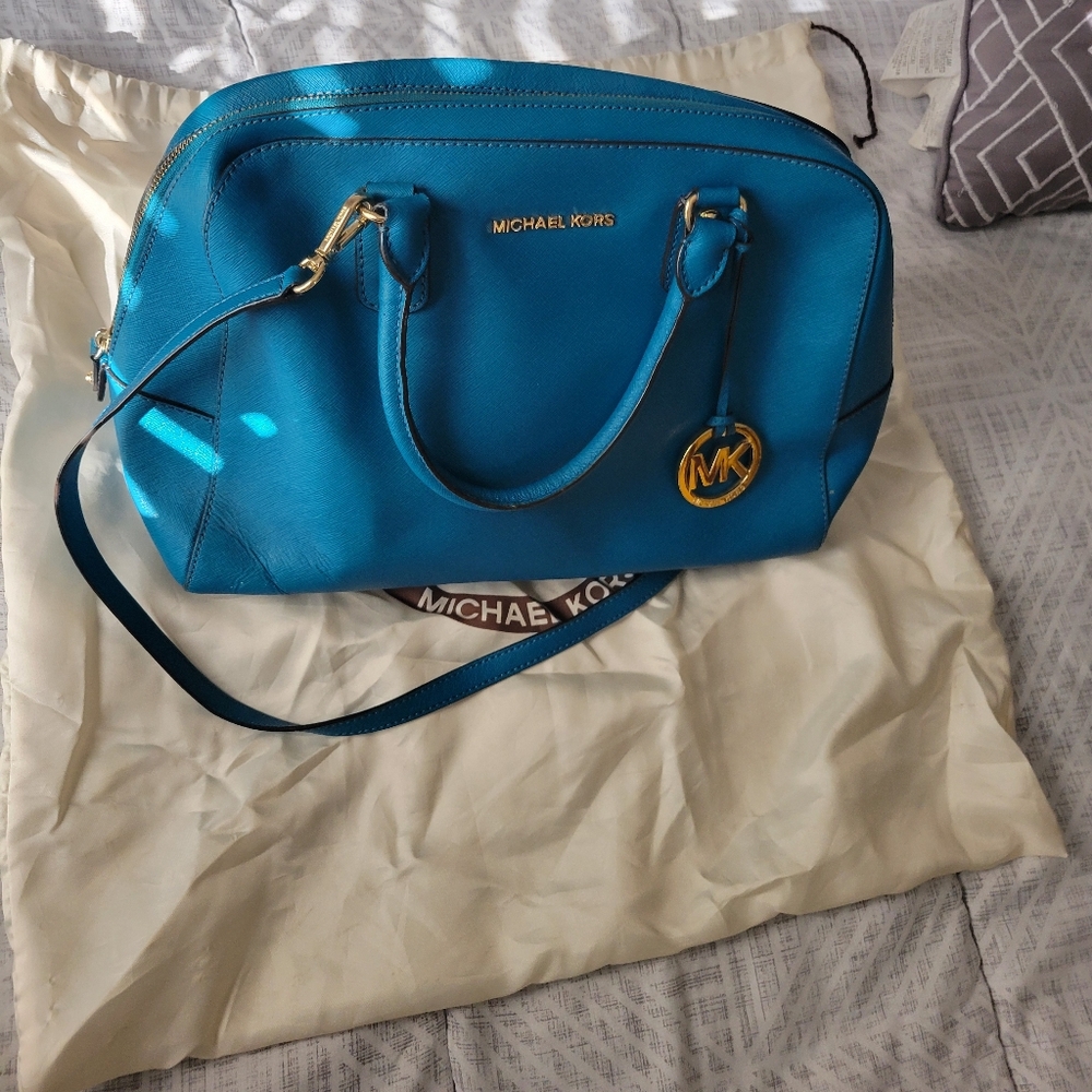 Michael Kors Saffiano Leather Turquoise HandBag